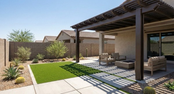 Patio cover and outdoor living installation in Arizona by Green Forever Arizona
