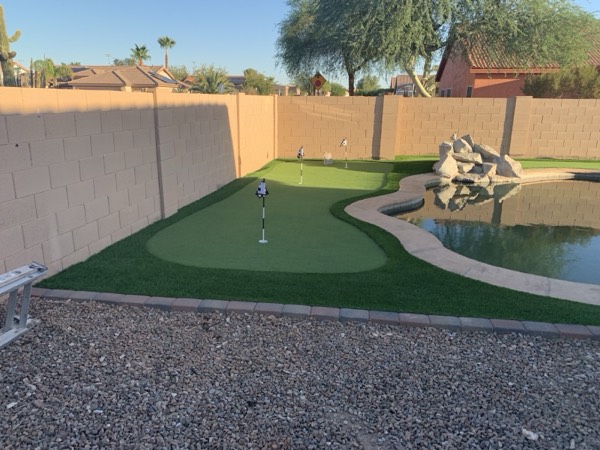 Custom backyard putting green installed in Arizona by Green Forever Arizona