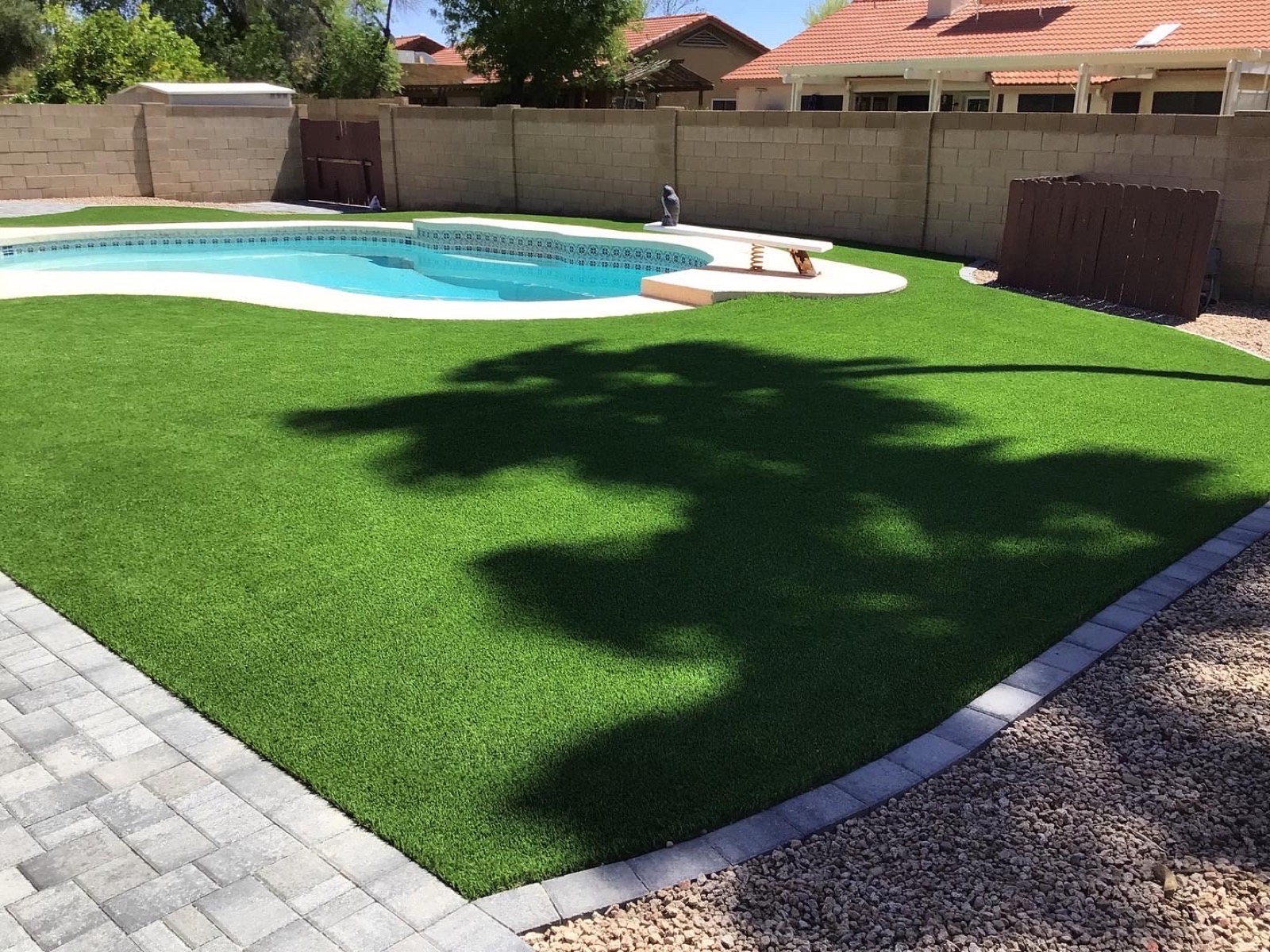 Artificial turf install on an Arizona job site by Green Forever Arizona
