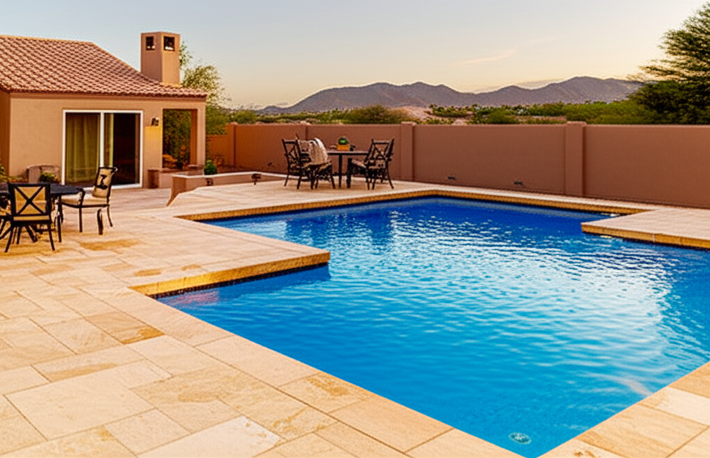 Travertine pool deck
